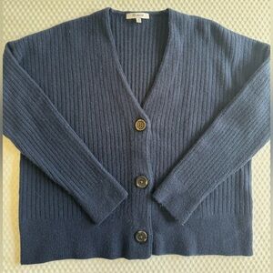 Madewell Blue Ribbed Cardigan Sweater